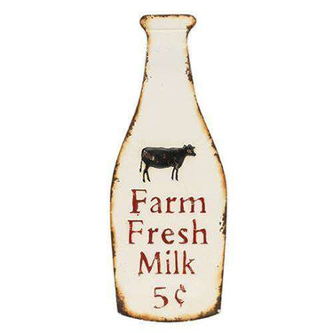 Farm Fresh Milk Metal Bottle Sign, 24